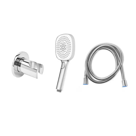 Kromirani komplet za kad SAT s ručnim tušem i crijevom s tri vrste mlaza.