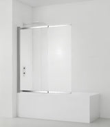 Stena za Kopalno Kad SAT Vision 140x120 cm s kromiranim profilom in prozornim steklom pro za prhanje v kadi.