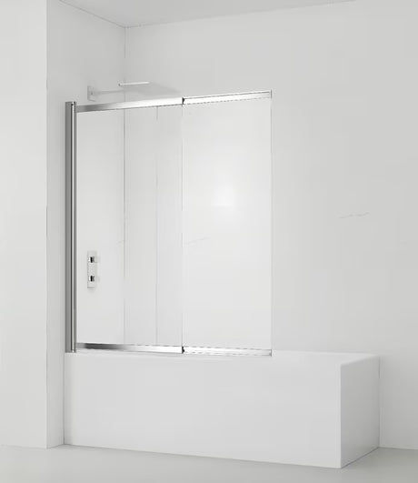 Stena za Kopalno Kad SAT Vision 140x120 cm s kromiranim profilom in prozornim steklom pro za prhanje v kadi.