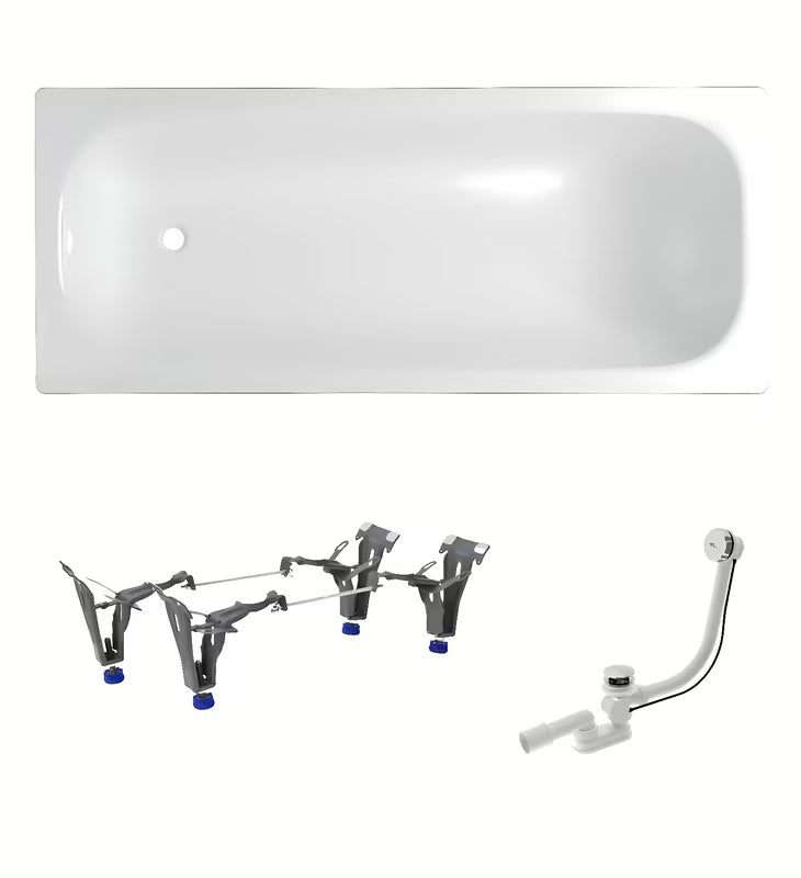 Pravokotna kad SAT Vivien 160x70 cm od emajliranog čelika u bijeloj boji pro za lijevu i desnu orijentaciju.