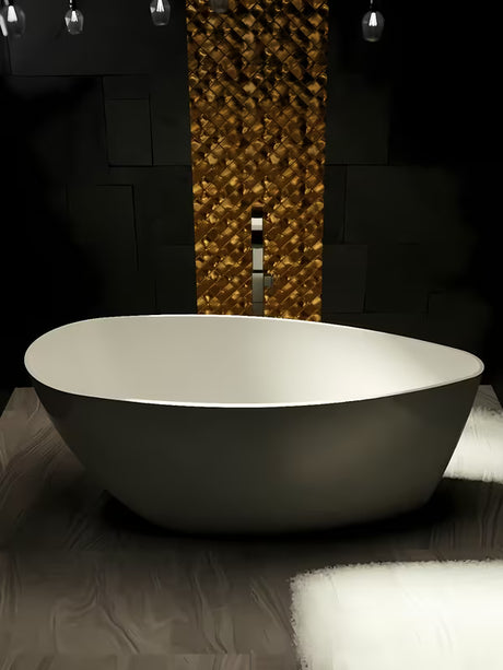 Samostoječa kad  SAT od lijevanog mramora brez preliva, prikladna do stene i za samostojeću ugradnju