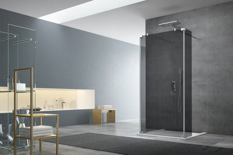 SAT Walk-In okretna preklopna stijena u krom izvedbi kao dodatak za walk-in tuš prostor.