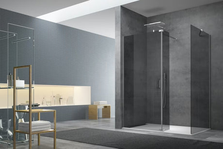SAT Walk-In okretna preklopna stijena u krom izvedbi kao dodatak za walk-in tuš prostor.