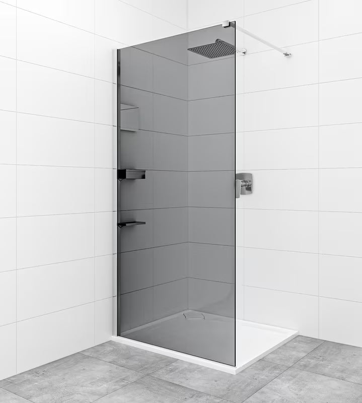 SAT Walk-in tuš stena Walk-In 100 cm v sijajnem kromu z neprosojnim dimljenim steklom.