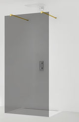 SAT Walk-in tuš stena Walk-In 100 cm iz prozornega stekla z zlatimi pritrdilnimi nosilci