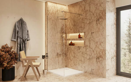 Walk-in tuš kabina SAT Walk-in 100 cm s prozornim steklom in krom stabilizacijsko palico