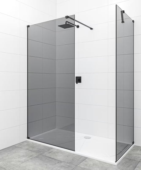 SAT Walk-in tuš stena Walk-In 110x90 cm v črni izvedbi s fiksno stekleno steno