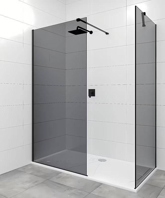 SAT Walk-in tuš stena Walk-In 110x90 cm v črni izvedbi z neprosojnim steklom z dimnim učinkom