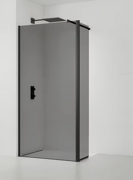 SAT Walk-in tuš stena Walk-In 110 cm v črni barvi z neprozornim steklom z dimnim učinkom