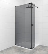SAT Walk-in tuš stena Walk-In 110 cm v črni barvi z neprozornim steklom z dimnim učinkom