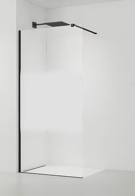Črna walk-in tuš stena SAT Walk-in 110 cm s prozornim steklom in intimnim pasom