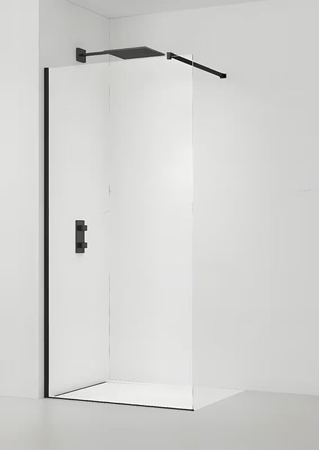 SAT Walk-in tuš stena Walk-In 110 cm v črni izvedbi s prozornim steklom