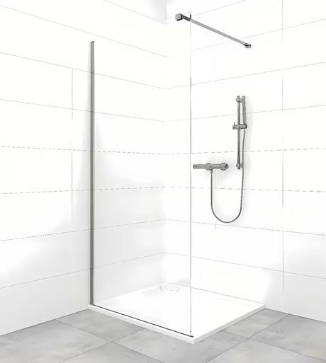 Walk-in tuš stena SAT Walk-in 110 cm s prozornim steklom in profili v izvedbi PVD Gun metal.