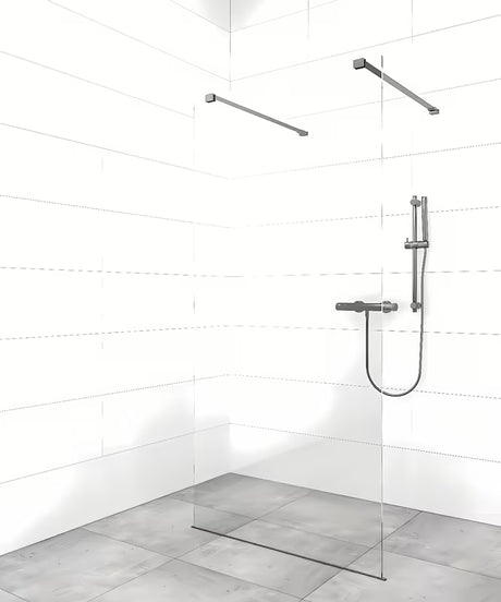 Brezokvirna walk-in tuš stena SAT Walk-in 110 cm v črni izvedbi s prozornim steklom