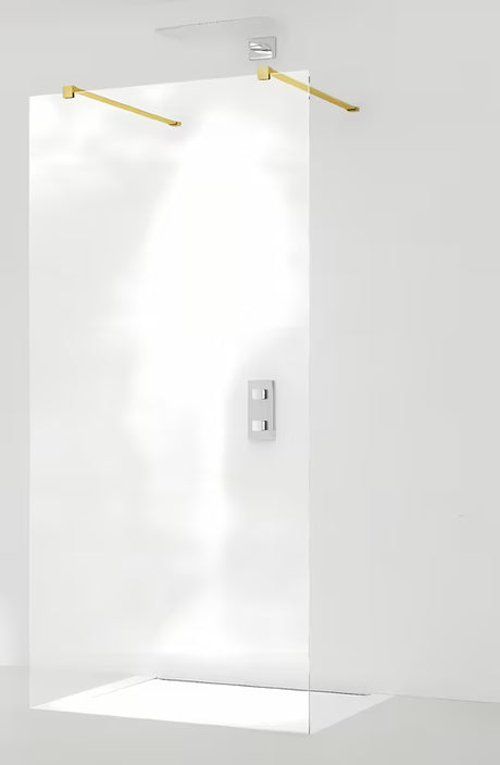 SAT Walk-in tuš stena Walk-In 110 cm z zlatimi opornimi palicami in prozornim steklom