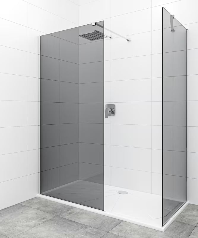 SAT Walk-in tuš stena Walk-In 120x90 cm v sijajnem kromu z neprosojnim steklom z dimnim učinkom