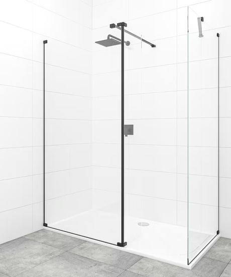SAT Walk-in tuš stena Walk-In 120x90 cm v črni barvi s prozornim steklom in obdelavo Easy Clean