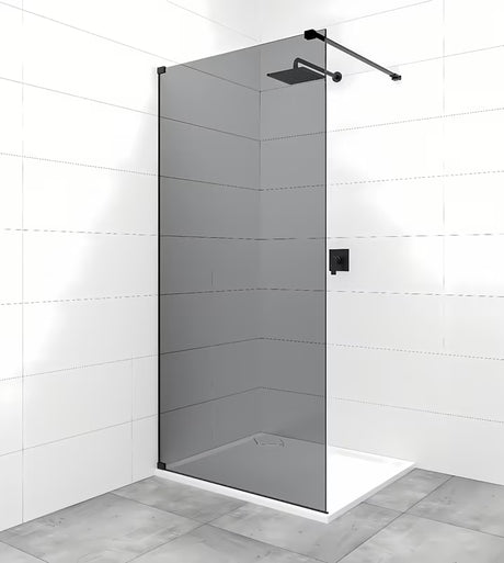 SAT Walk-in tuš stena Walk-In 120 cm v črni izvedbi z neprosojnim dimljenim steklom.