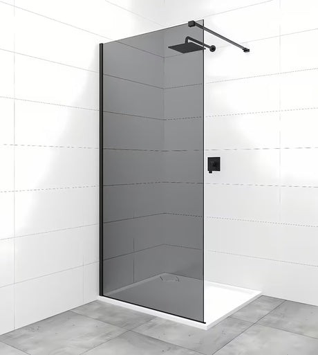 SAT Walk-in tuš stena Walk-In 120 cm v črni barvi z neprosojnim dimljenim steklom