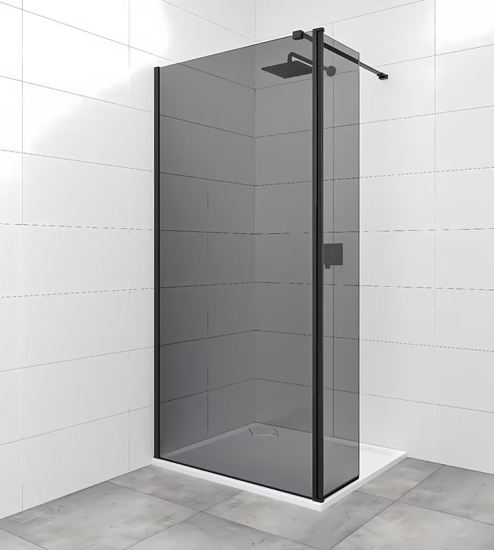 SAT Walk-in tuš stena Walk-In 120 cm v črni barvi z neprosojnim steklom in dimnim učinkom