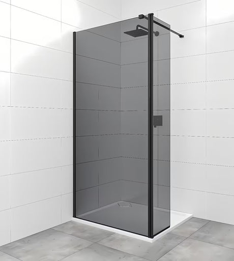 SAT Walk-in tuš stena Walk-In 120 cm v črni barvi z neprosojnim steklom in dimnim učinkom