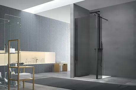 SAT Walk-in tuš stena Walk-In 120 cm v črni barvi z neprosojnim steklom in dimnim učinkom