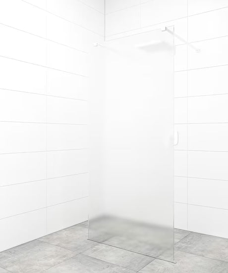 Bela walk-in tuš stena SAT Walk-in s prozornim steklom in brezokvirno izvedbo