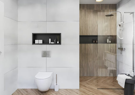 Walk-in tuš stena SAT Walk-in 120 cm v krom izvedbi s prozornim steklom in brezokvirno zasnovo