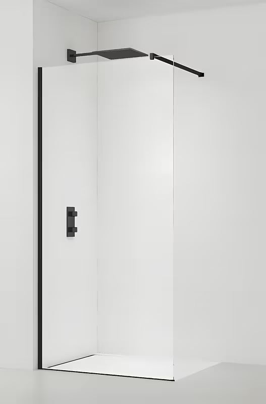 SAT Walk-in tuš stena Walk-In 130 cm v črni barvi s prozornim varnostnim steklom