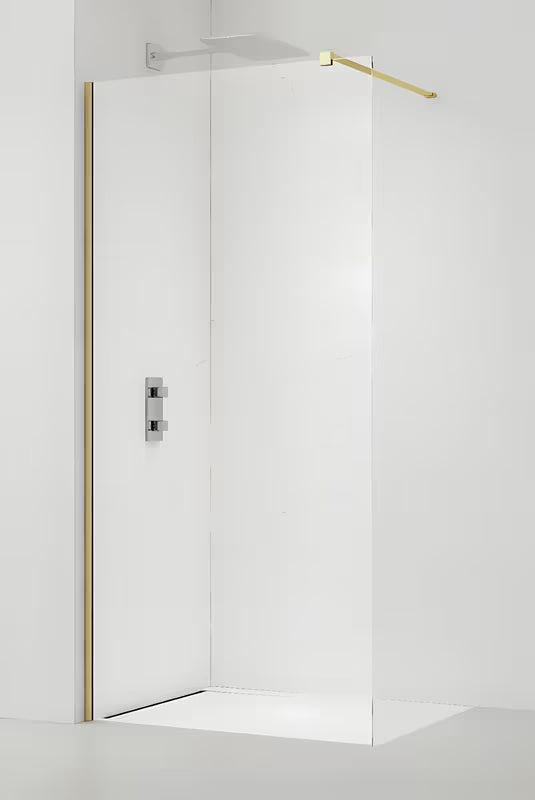 Walk-in tuš stena SAT Walk-in 130 cm iz prozornega stekla z medeninastimi profili