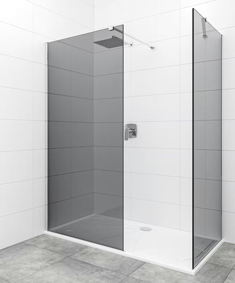 SAT Walk-in tuš stena Walk-In 140x90 cm v sijajnem kromu z neprosojnim steklom v dimljenem videzu
