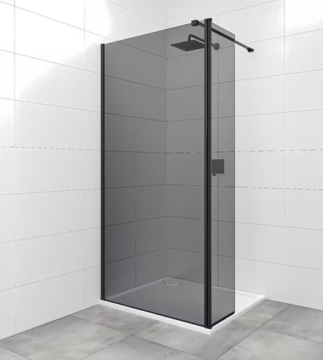 SAT Walk-in tuš stena Walk-In 140 cm v črni izvedbi z neprosojnim dimljenim steklom