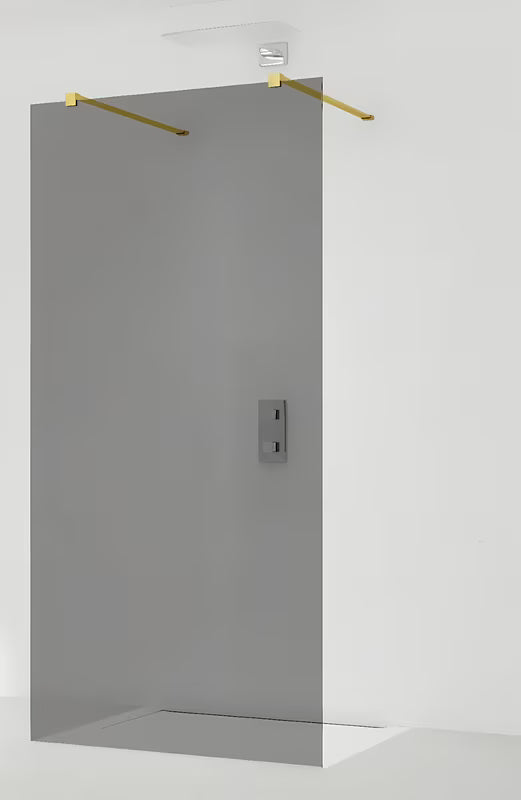SAT Walk-in tuš stena Walk-In 140 cm v brezokvirni izvedbi z zlatimi pritrdilnimi nosilci