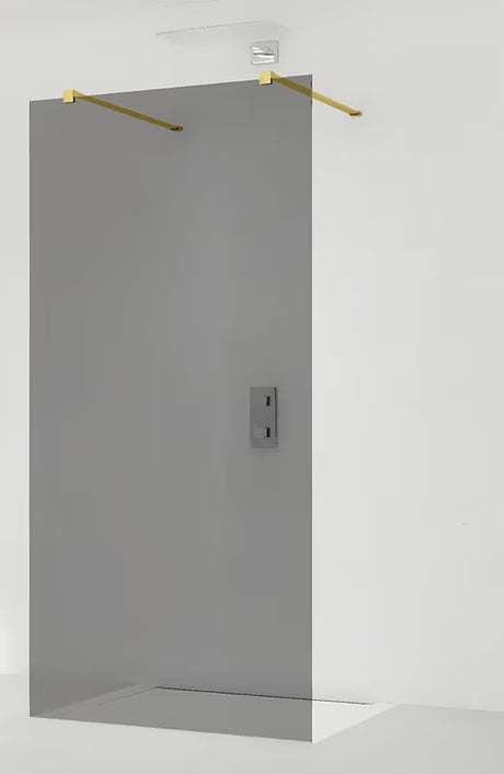 SAT Walk-in tuš stena Walk-In 140 cm v brezokvirni izvedbi z zlatimi pritrdilnimi nosilci