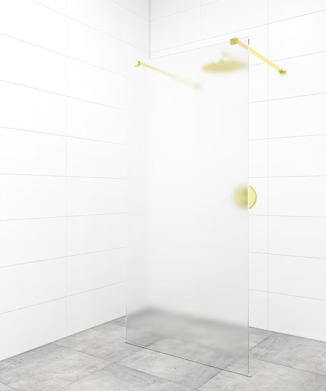 SAT Walk-in tuš stena Walk-In 140 cm z zlatimi pritrdilnimi nosilci in prozornim steklom