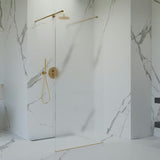 SAT Walk-in tuš stena Walk-In 140 cm z zlatimi pritrdilnimi nosilci in prozornim steklom