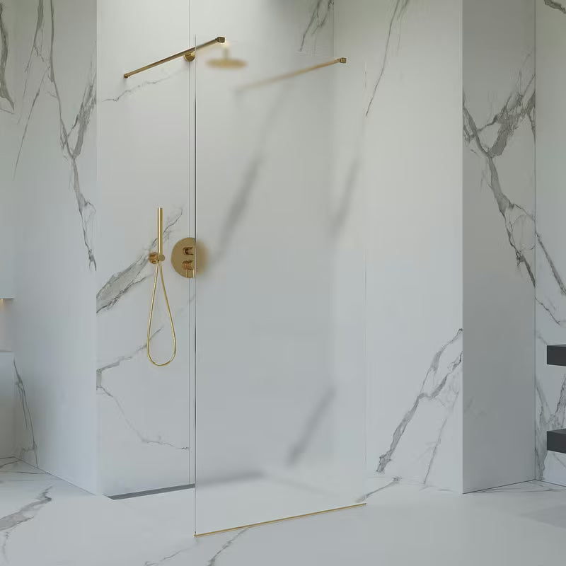 SAT Walk-in tuš stena Walk-In 140 cm z zlatimi pritrdilnimi nosilci in prozornim steklom