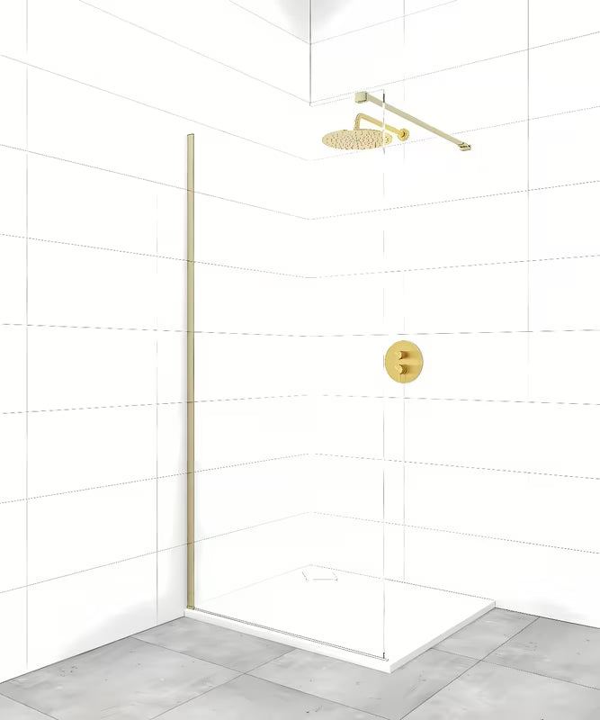 SAT Walk-in tuš stena Walk-In 140 cm v medeninasti izvedbi s prozornim steklom