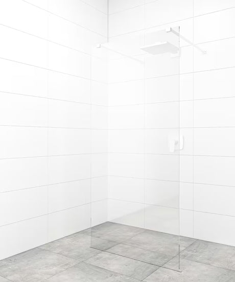 SAT Walk-in tuš stena Walk-In 140 cm iz prozornega stekla z belimi pritrdilnimi nosilci