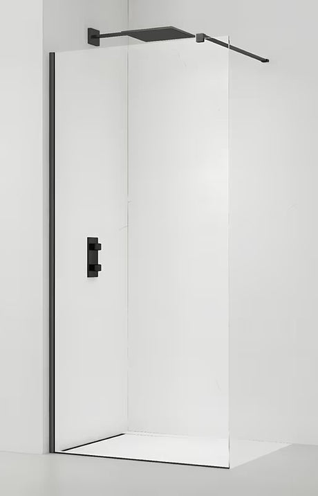Walk-in tuš stena SAT Walk-in 150 cm s prozornim steklom in črnimi profili