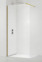 Walk-in tuš stena SAT Walk-in 150 cm z zlatimi profili in prozornim varnostnim steklom