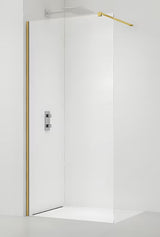 Walk-in tuš stena SAT Walk-in 150 cm z zlatimi profili in prozornim varnostnim steklom