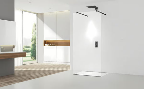Črna tuš stena Walk-In SAT 60x200 cm s prozornim steklom in oporno palico