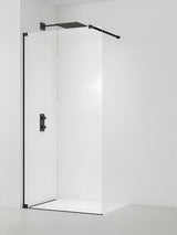 Tuš stena walk-in SAT Walk-in 70 cm s prozornim steklom in profili v mat črni barvi