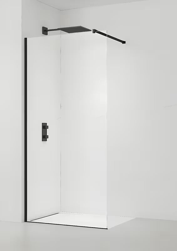 Walk-in tuš stena SAT Walk-in 70 cm s prozornim steklom in mat črnimi profili