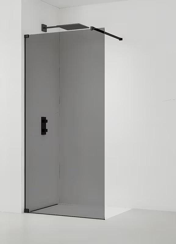 SAT Walk-in tuš stena Walk-In 80 cm v črni izvedbi z neprosojnim dimljenim steklom