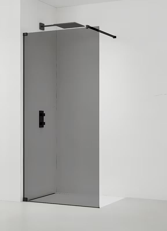 SAT Walk-in tuš stena Walk-In 80 cm v črni izvedbi z neprosojnim dimljenim steklom