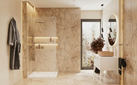 Walk-in tuš stena SAT Walk-in 80 cm v krom izvedbi s prozornim varnostnim steklom