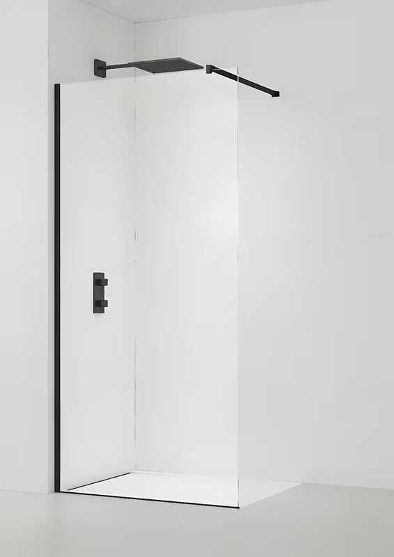 SAT Walk-in tuš stena Walk-In 80 cm v črni izvedbi s prozornim varnostnim steklom