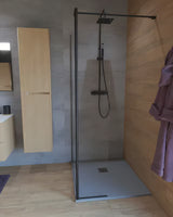 SAT Walk-in tuš stena Walk-In 80 cm v črni barvi s prozornim steklom brez dekorja